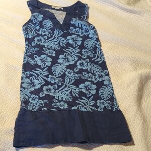 Tommy Bahama Navy Dress with Light Blue Tropical Print